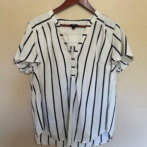 Torrid Harper White and Black Vertical Stripe Women's Blouse